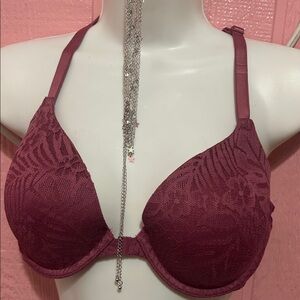 Luxurious Lace Burgundy Bra PINK